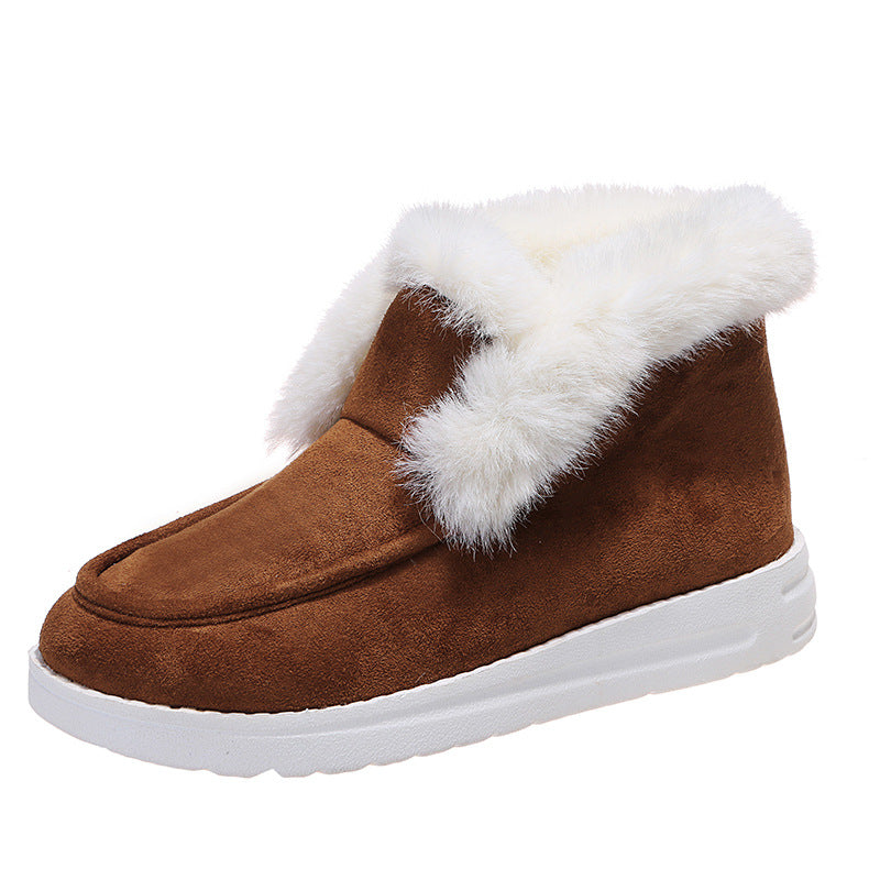Women's Warm Ankle Snow Boots with Plush Fur for Winter.
