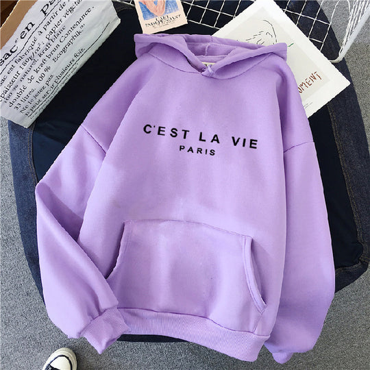 "C'est La Vie" Printed Hoodie.