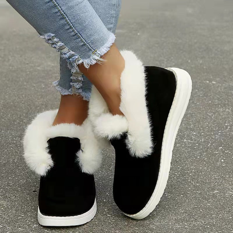 Women's Warm Ankle Snow Boots with Plush Fur for Winter.
