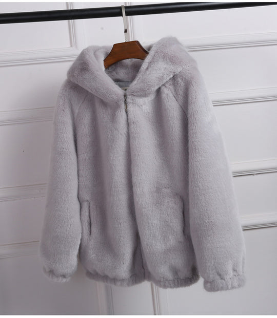 Long-sleeved hooded coat for autumn and winter season.