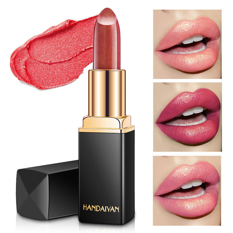 Shiny Metallic Lipstick Pearlescent Color Temperature Change Lipstick Gilt Lipstick.