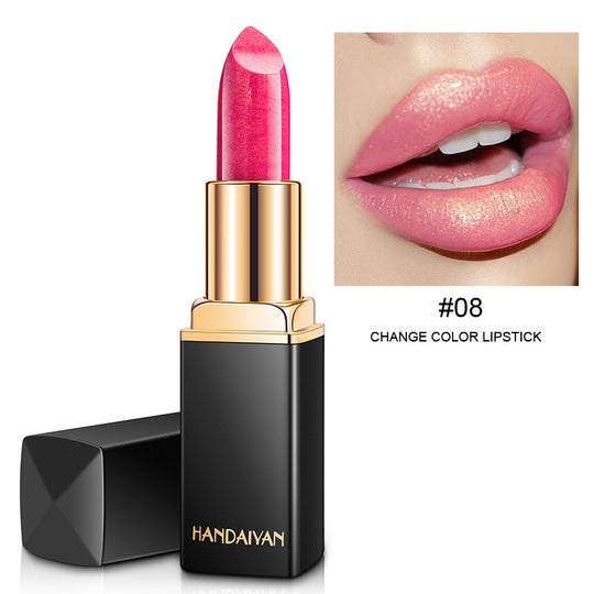 Shiny Metallic Lipstick Pearlescent Color Temperature Change Lipstick Gilt Lipstick.