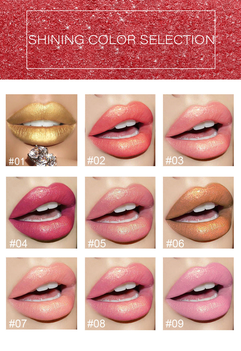 Shiny Metallic Lipstick Pearlescent Color Temperature Change Lipstick Gilt Lipstick.