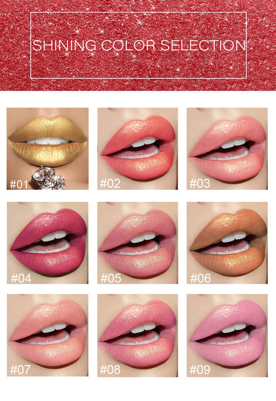 Shiny Metallic Lipstick Pearlescent Color Temperature Change Lipstick Gilt Lipstick.