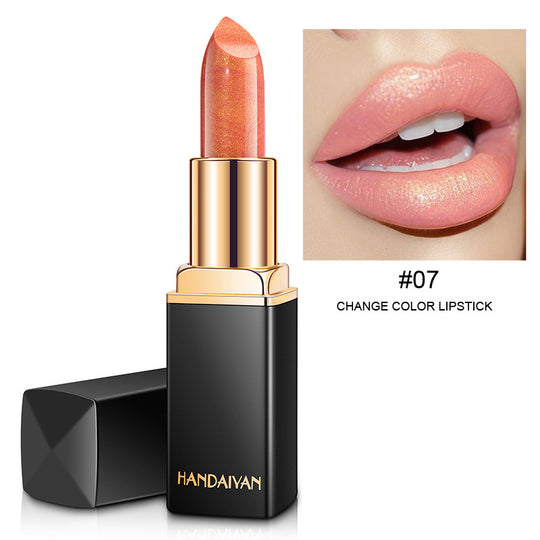 Shiny Metallic Lipstick Pearlescent Color Temperature Change Lipstick Gilt Lipstick.