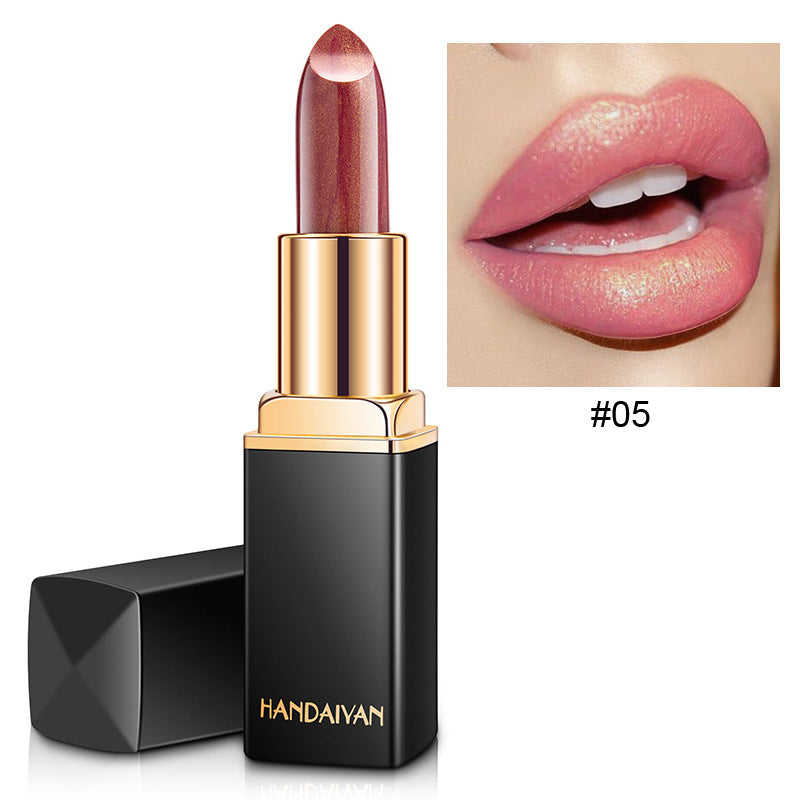 Shiny Metallic Lipstick Pearlescent Color Temperature Change Lipstick Gilt Lipstick.