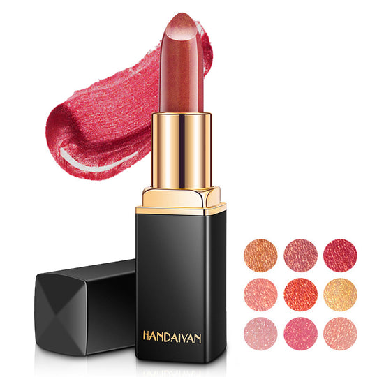 Shiny Metallic Lipstick Pearlescent Color Temperature Change Lipstick Gilt Lipstick.