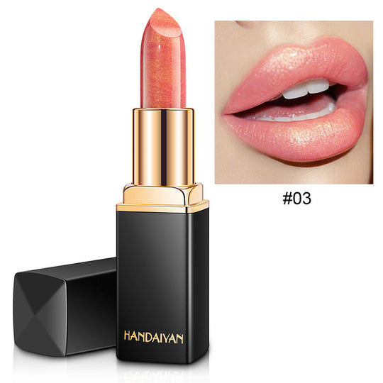 Shiny Metallic Lipstick Pearlescent Color Temperature Change Lipstick Gilt Lipstick.