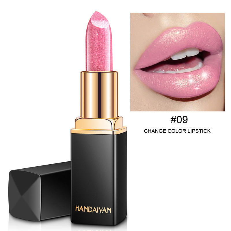 Shiny Metallic Lipstick Pearlescent Color Temperature Change Lipstick Gilt Lipstick.