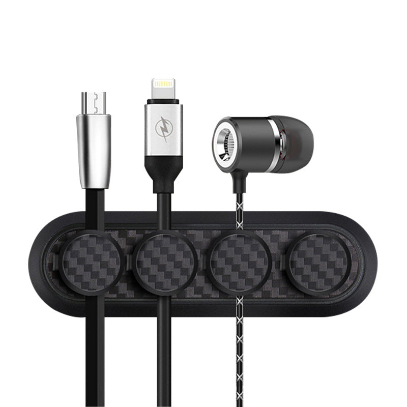 Carbon Fiber Texture Magnetic Cable Organizer Cable Clip Data Cable Storage Set.
