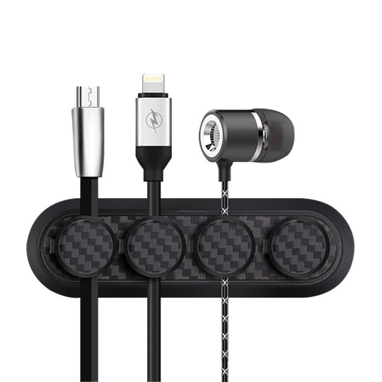 Carbon Fiber Texture Magnetic Cable Organizer Cable Clip Data Cable Storage Set.
