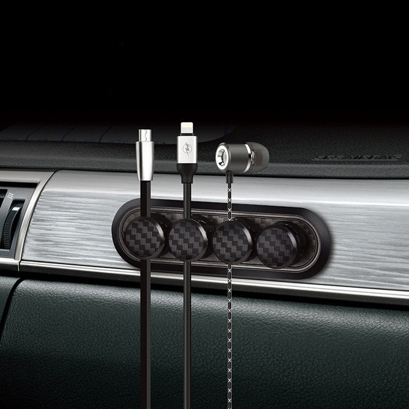 Carbon Fiber Texture Magnetic Cable Organizer Cable Clip Data Cable Storage Set.