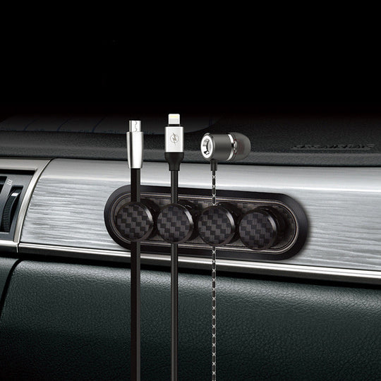 Carbon Fiber Texture Magnetic Cable Organizer Cable Clip Data Cable Storage Set.