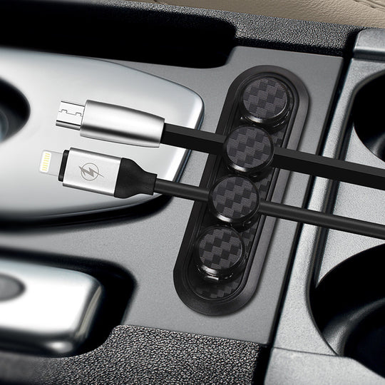 Carbon Fiber Texture Magnetic Cable Organizer Cable Clip Data Cable Storage Set.