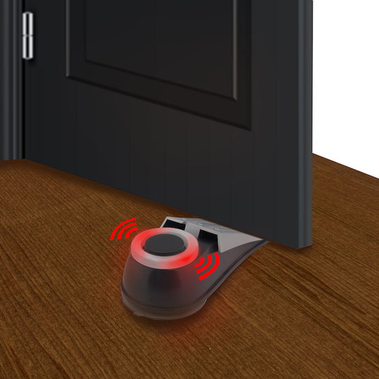 Hotel Door Stopper With Flashing Burglar Alarm.