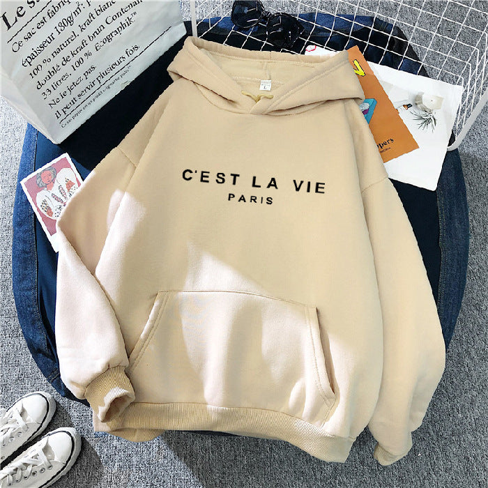 "C'est La Vie" Printed Hoodie.