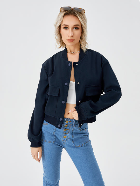 Women's Lightweight Cropped Bomber Jacket Casual