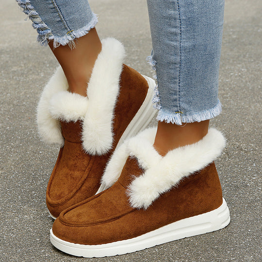 Women's Warm Ankle Snow Boots with Plush Fur for Winter.