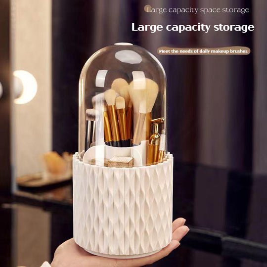 360 Rotating Large Capacity Transparent Makeup Brush Storage Pen Holder Acrylic Dust With Lid Desktop Cosmetic Storage Box.
