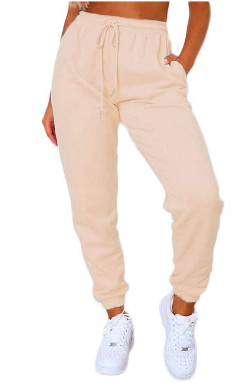 Ankle-Length Pants for Women with a Fashionable Solid Color and Banded Design