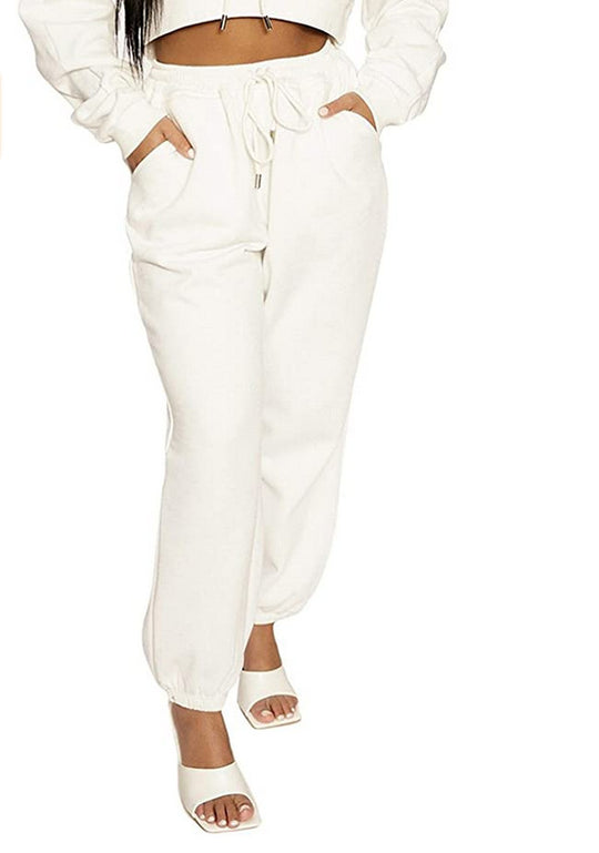 Ankle-Length Pants for Women with a Fashionable Solid Color and Banded Design