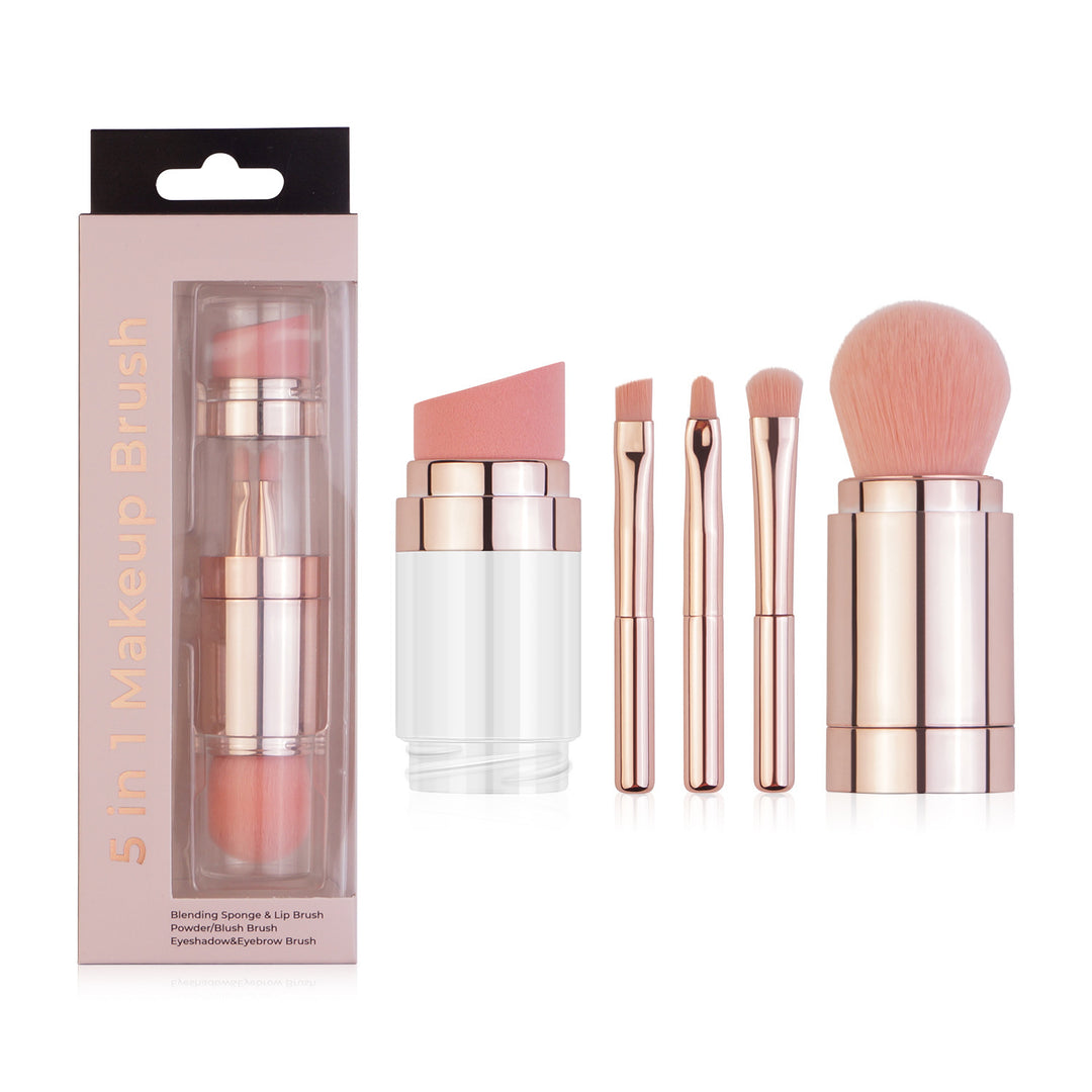 5-in-1 Makeup Brushes Multifunctional Portable Foundation Eyeshadow Puff Powder Maquillaje Cosmetic With Brush Cleaning Bowl.