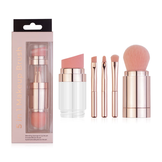 5-in-1 Makeup Brushes Multifunctional Portable Foundation Eyeshadow Puff Powder Maquillaje Cosmetic With Brush Cleaning Bowl.