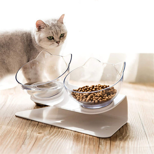 Non Slip Double Cat Bowl With Raised Stand.