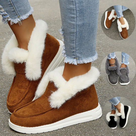 Women's Warm Ankle Snow Boots with Plush Fur for Winter.