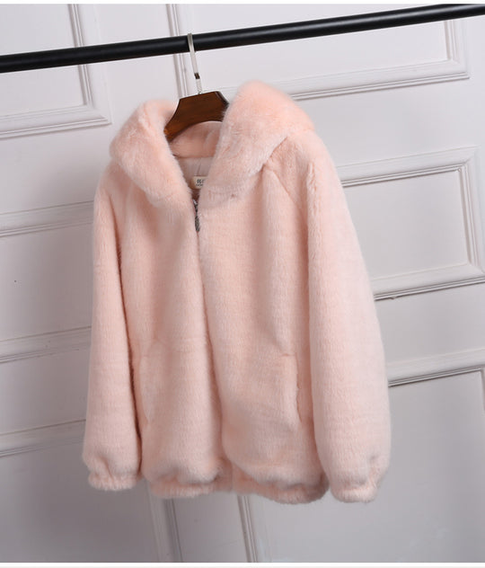 Long-sleeved hooded coat for autumn and winter season.