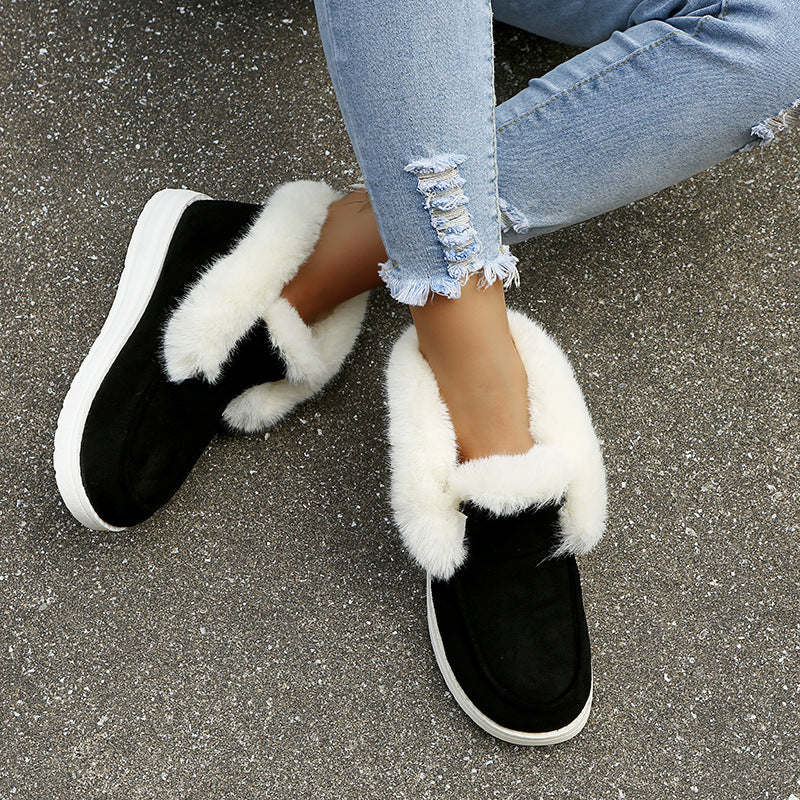 Women's Warm Ankle Snow Boots with Plush Fur for Winter.