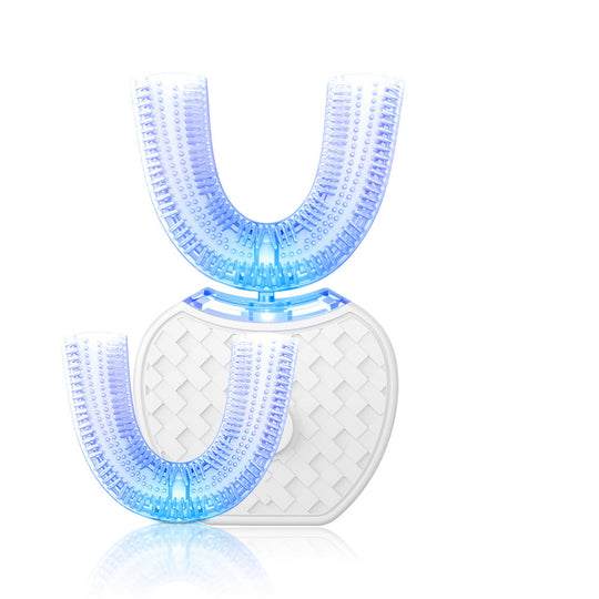 360 Degrees Intelligent Automatic Electric Toothbrush Waterproof U Type Tooth Brush Whitening Blue Light USB Charging.