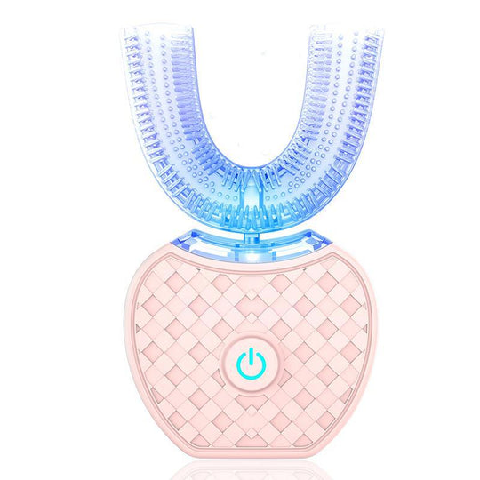 360 Degrees Intelligent Automatic Electric Toothbrush Waterproof U Type Tooth Brush Whitening Blue Light USB Charging.