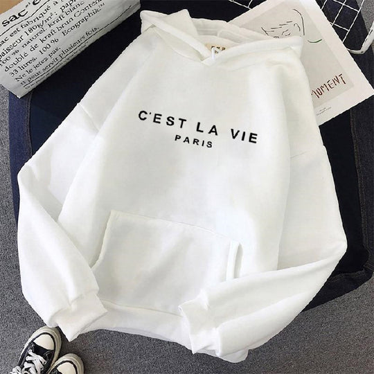 "C'est La Vie" Printed Hoodie.