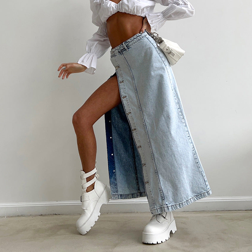 Women's Denim Skirt with a Retro Design