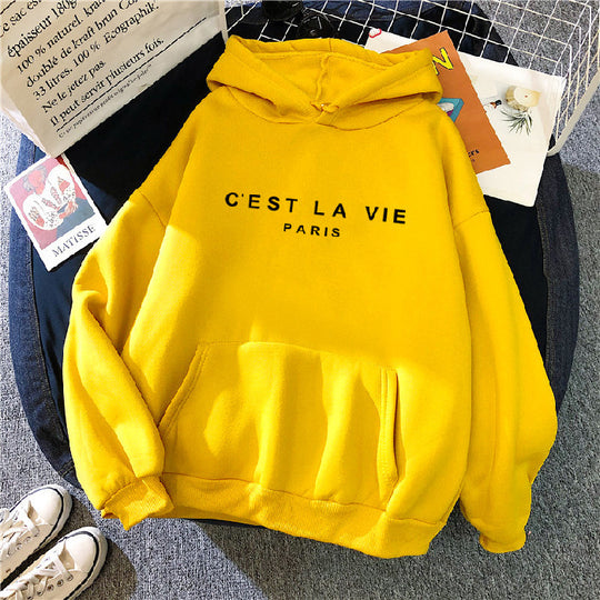 "C'est La Vie" Printed Hoodie.