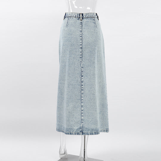 Women's Denim Skirt with a Retro Design