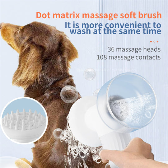 2-in-1 Automatic Foaming Dog Cat Bath Brush: Electric Pet Grooming Massage Brush with Soap Dispenser and Dog Shampoo Brush
