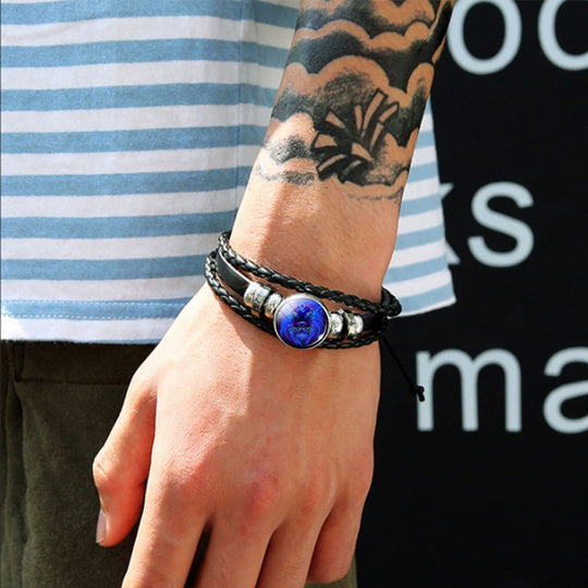 Zodiac Constellation Bracelet Braided Design Bracelet For Men Women Kids.