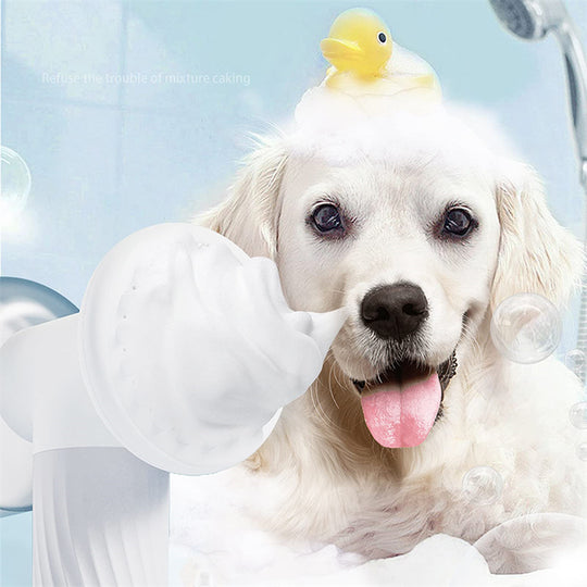 2-in-1 Automatic Foaming Dog Cat Bath Brush: Electric Pet Grooming Massage Brush with Soap Dispenser and Dog Shampoo Brush