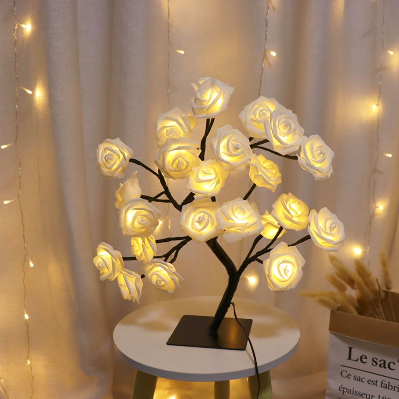 Bedroom Room Rose Tree Lamp Decoration.