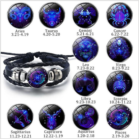 Zodiac Constellation Bracelet Braided Design Bracelet For Men Women Kids.