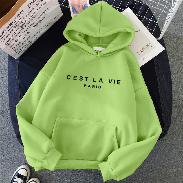 "C'est La Vie" Printed Hoodie.