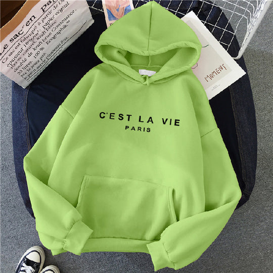 "C'est La Vie" Printed Hoodie.