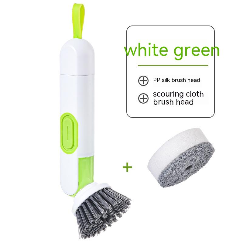 Multi-Functional Long-Handle Liquid-Filled Cleaning Brush Washing Up Brushes With Liquid Dispenser Two Replacement Heads For Kitchen Cleaning Brush Gadgets.