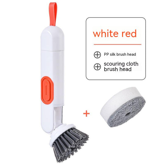 Multi-Functional Long-Handle Liquid-Filled Cleaning Brush Washing Up Brushes With Liquid Dispenser Two Replacement Heads For Kitchen Cleaning Brush Gadgets.