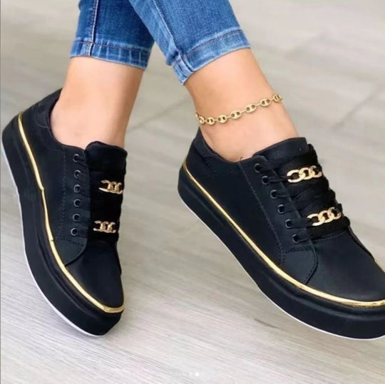 Women's Chain Flats Loafers with Thick Bottom for Walking and Sports.