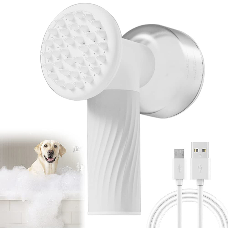 2-in-1 Automatic Foaming Dog Cat Bath Brush: Electric Pet Grooming Massage Brush with Soap Dispenser and Dog Shampoo Brush