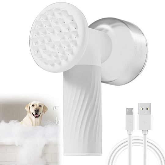 2-in-1 Automatic Foaming Dog Cat Bath Brush: Electric Pet Grooming Massage Brush with Soap Dispenser and Dog Shampoo Brush