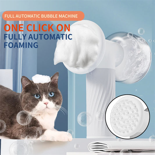 2-in-1 Automatic Foaming Dog Cat Bath Brush: Electric Pet Grooming Massage Brush with Soap Dispenser and Dog Shampoo Brush